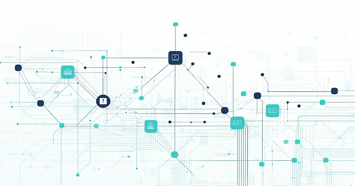 API integration concept with code blocks and infrastructure diagram elements