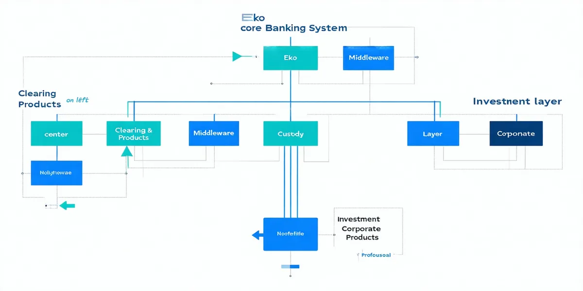 Eko platform architecture diagram showing integration layers from core banking systems through Eko middleware to investment products
